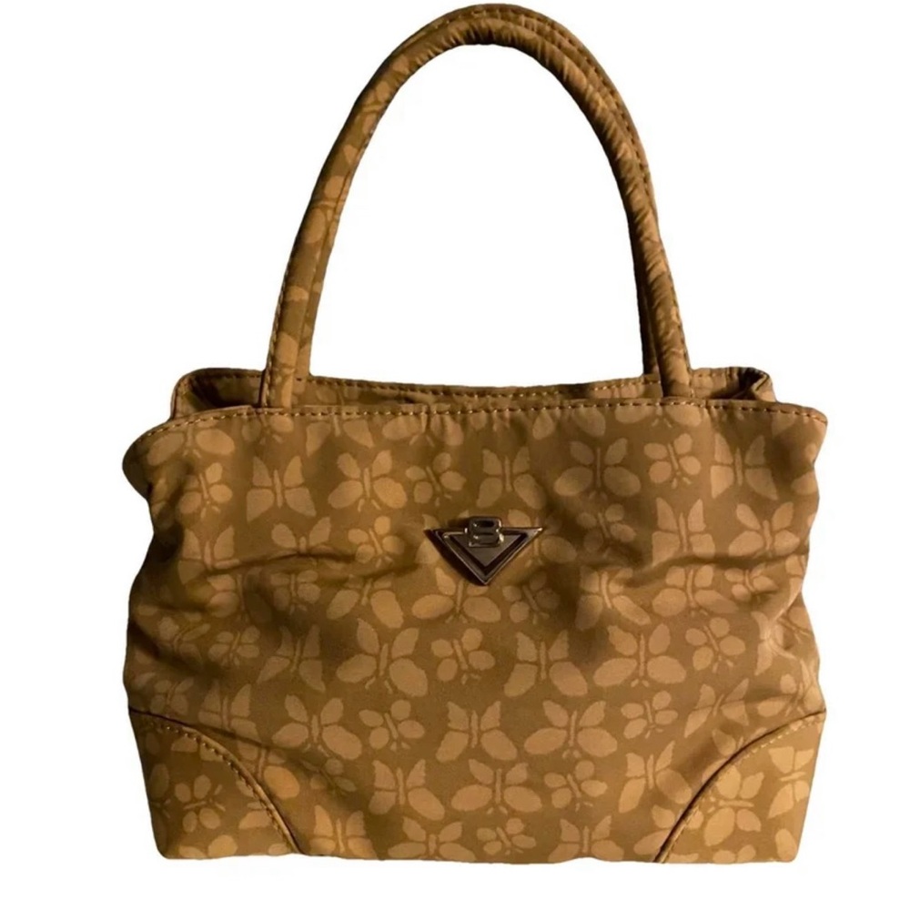 SOLD! Vintage Bottega Veneta Tan Butterfly Print Nylon Mini Tote